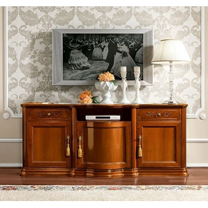 Camelgroup, Italy Torriani Wood Maxi TV Cabinet w/3 Doors & 2 Drawers, Walnut