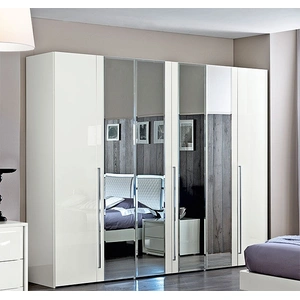 Camelgroup, Italy Dama Bianca 6-Door Wardrobe w/4 Mirrors, White