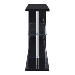 Coaster Prescott Rectangular 2-Shelf Bar Unit, Black High Gloss