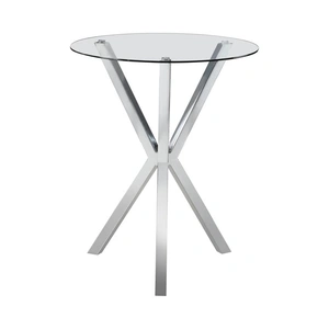 Coaster Denali 35-inch Round Glass Top Bar Table with Chrome Base, Clear Glass