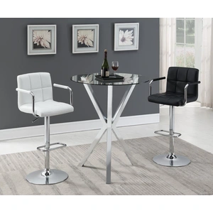 Coaster Denali 35-inch Round Glass Top Bar Table with Chrome Base, Clear Glass