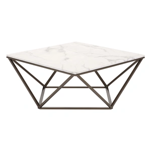 Zuo Modern Tintern Faux Marble Coffee Table, Stone & Antique Brass