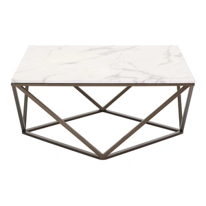 Zuo Modern Tintern Faux Marble Coffee Table, Stone & Antique Brass