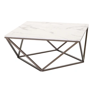 Zuo Modern Tintern Faux Marble Coffee Table, Stone & Antique Brass