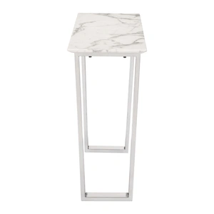 Zuo Modern Atlas Faux Marble Console Table, Stone & Brushed Stainless Steel