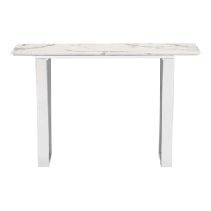 Zuo Modern Atlas Faux Marble Console Table, Stone & Brushed Stainless Steel