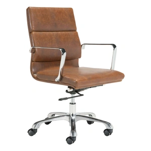 Zuo Modern Ithaca Leatherette Adjustable Height Swivel Office Chair, Brown