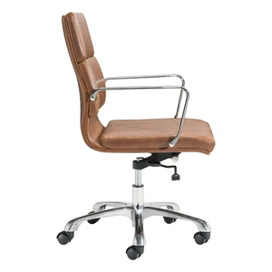 Zuo Modern Ithaca Leatherette Adjustable Height Swivel Office Chair, Brown