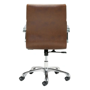 Zuo Modern Ithaca Leatherette Adjustable Height Swivel Office Chair, Brown