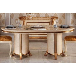 ESF Furniture Melodia Classic Oval Dining Table w/1ext, Ivory