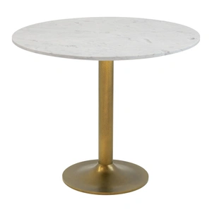 Zuo Modern Fullerton Round Marble/Aluminum Dining Table, White & Gold