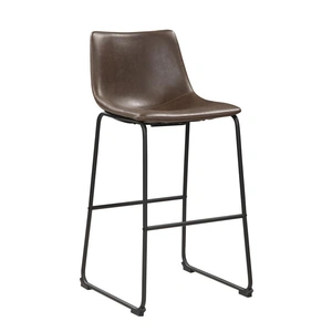 Coaster Michelle Leatherette Armless Bar Stool with Metal Base, Two-Tone Brown/Black (Set of 2)