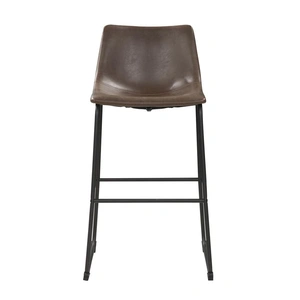 Coaster Michelle Leatherette Armless Bar Stool with Metal Base, Two-Tone Brown/Black (Set of 2)