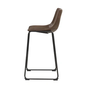 Coaster Michelle Leatherette Armless Bar Stool with Metal Base, Two-Tone Brown/Black (Set of 2)