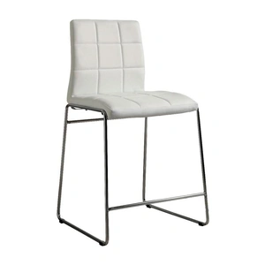 Furniture of America Kona Leatherette/Metal Counter Height Dining Chair, Set of 2, White