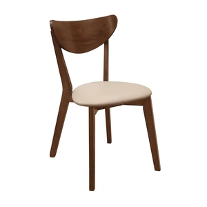 Coaster Kersey Leatherette Curved Back Dining Side Chair with Wood Legs, Chestnut/Tan (Set of 2)