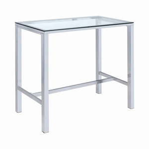 Coaster Tolbert 46.75-inch Rectangular Glass Top Bar Table with Chrome Base