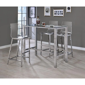 Coaster Tolbert 46.75-inch Rectangular Glass Top Bar Table with Chrome Base