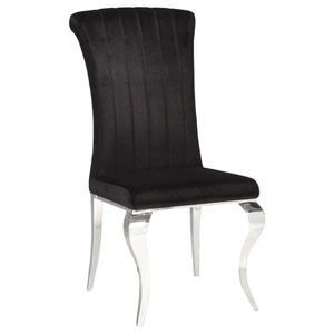 Coaster Betty Velvet Side Chair with Chrome Legs, Black/Chrome (Set of 4)