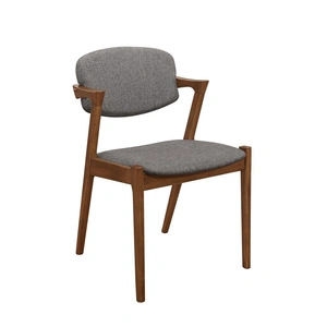 Coaster Malone Fabric Dining Side Chair with Wood Legs, Grey/Dark Walnut (Set of 2)