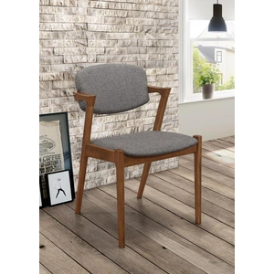 Coaster Malone Fabric Dining Side Chair with Wood Legs, Grey/Dark Walnut (Set of 2)