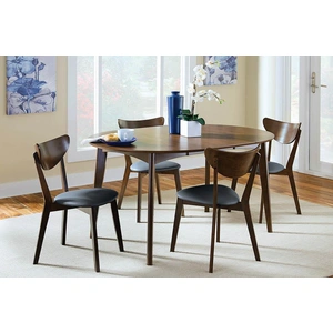 Coaster Jedda Leatherette Dining Chair, Black/Dark Walnut (Set of 2)