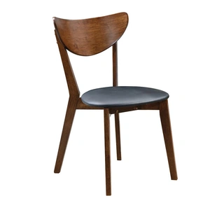 Coaster Jedda Leatherette Dining Chair, Black/Dark Walnut (Set of 2)