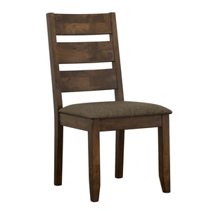 Coaster Alston Fabric Ladder Back Wood Veneer Dining Side Chair, Grey/Knotty Nutmeg