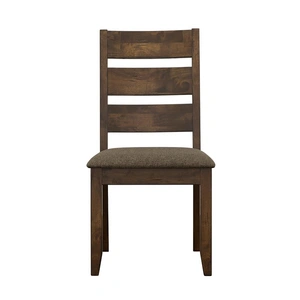 Coaster Alston Fabric Ladder Back Wood Veneer Dining Side Chair, Grey/Knotty Nutmeg