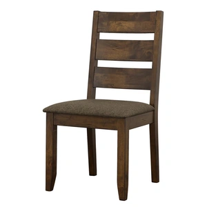 Coaster Alston Fabric Ladder Back Wood Veneer Dining Side Chair, Grey/Knotty Nutmeg