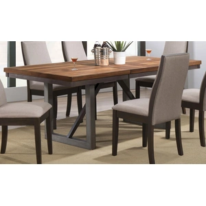 Coaster Spring Creek Wood Veneer Dining Table with Extension Leaf, Natural Walnut/Espresso