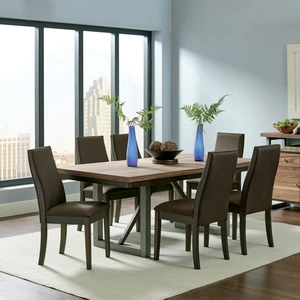 Coaster Spring Creek Wood Veneer Dining Table with Extension Leaf, Natural Walnut/Espresso