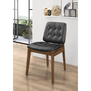 Coaster Otterson Leatherette Tufted Back Side Chair with Wood Legs, Natural Walnut/Black (Set of 2)