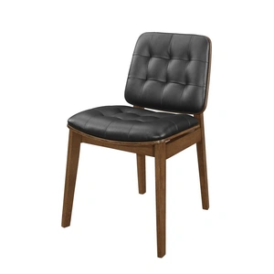 Coaster Otterson Leatherette Tufted Back Side Chair with Wood Legs, Natural Walnut/Black (Set of 2)