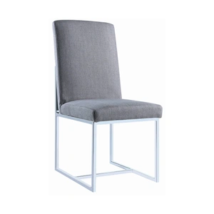 Coaster Mackinnon Fabric Side Chair with Chrome Base in Grey (Set of 2)
