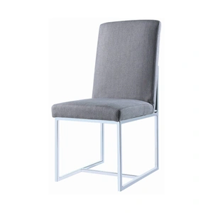 Coaster Mackinnon Fabric Side Chair with Chrome Base in Grey (Set of 2)