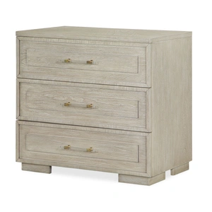 Cosmos Furniture Celine Bedroom Set Whitewashed Wood Coastal Transitional Bedroom Furniture Collection with Gold Accents, Beige