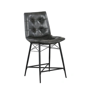 Coaster Aiken Leatherette Tufted Counter Height Stool with Metal Legs (Set of 2)