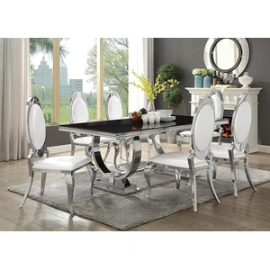 Coaster Antoine 95.5-inch Rectangular Glass Top Dining Table with Chrome Legs, Black