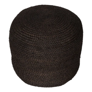Zuo Modern Lillian Round Jute Ottoman, Black