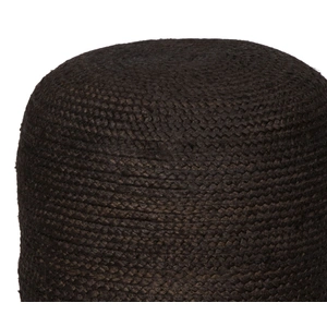Zuo Modern Lillian Round Jute Ottoman, Black