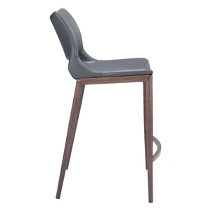 Zuo Modern Ace Leatherette Counter Chair, Dark Gray & Walnut (Set of 2)