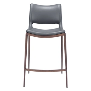 Zuo Modern Ace Leatherette Counter Chair, Dark Gray & Walnut (Set of 2)