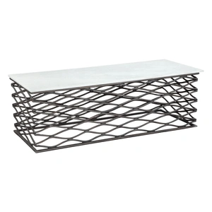 Zuo Modern Duchess Rectangular Marble/Aluminum Coffee Table, White & Antique Bronze
