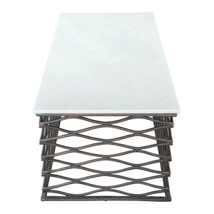 Zuo Modern Duchess Rectangular Marble/Aluminum Coffee Table, White & Antique Bronze
