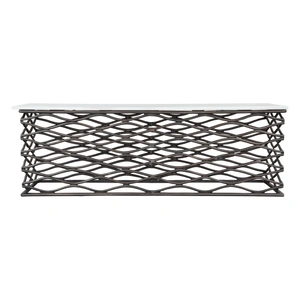 Zuo Modern Duchess Rectangular Marble/Aluminum Coffee Table, White & Antique Bronze