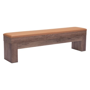 Zuo Modern Bonker Faux Leather/MDF Storage Bench, Brown (Set of 2)