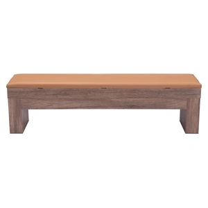 Zuo Modern Bonker Faux Leather/MDF Storage Bench, Brown (Set of 2)