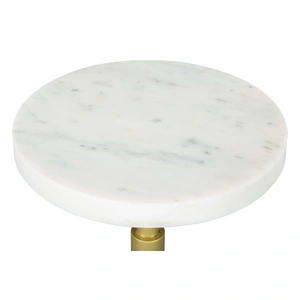 Zuo Modern Maurice Round Marble/Iron Side Table, White & Gold