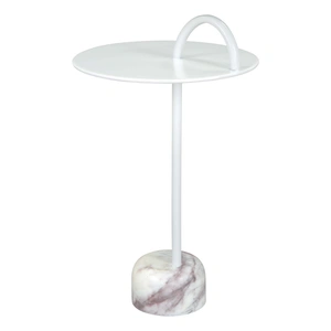 Zuo Modern Will Round Iron/Marble Side Table, White